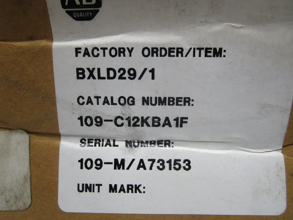 ALLEN BRADLEY 109-C12KBA1F NSMP