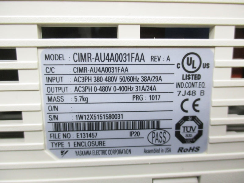 YASKAWA CIMR-AU4A0031FAA 380-480VAC 38-29A UNMP
