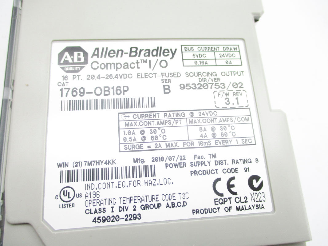 ALLEN BRADLEY 1769-OB16P SER. B F/W 3.1 20.4-26.4VDC NSNP