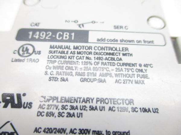 ALLEN BRADLEY 1492-CB1G100 SER. C 277VAC 10A UNMP