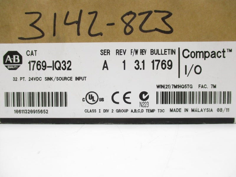 ALLEN BRADLEY 1769-IQ32 SER. A F/W3.1 DATE: 2011 24VDC NSFS