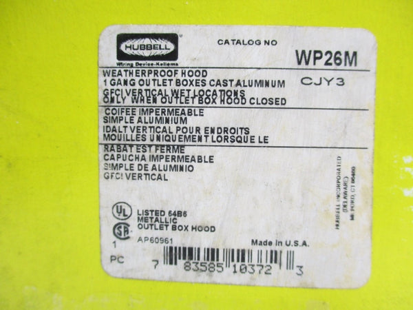 HUBBELL WP26M NSMP