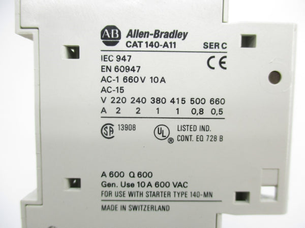 ALLEN BRADLEY 140-A11 SER. C 660V 10A (PKG OF 10) (BR/WH) NSMP