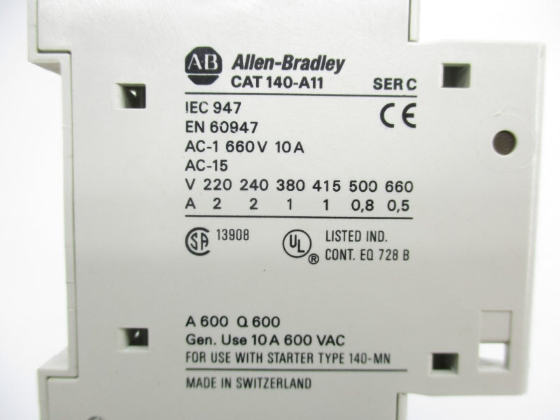 ALLEN BRADLEY 140-A11 SER. C 660V 10A (PKG OF 10) (BR/WH) NSMP