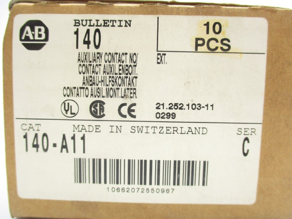 ALLEN BRADLEY 140-A11 SER. C 660V 10A (PKG OF 10) (BR/WH) NSMP