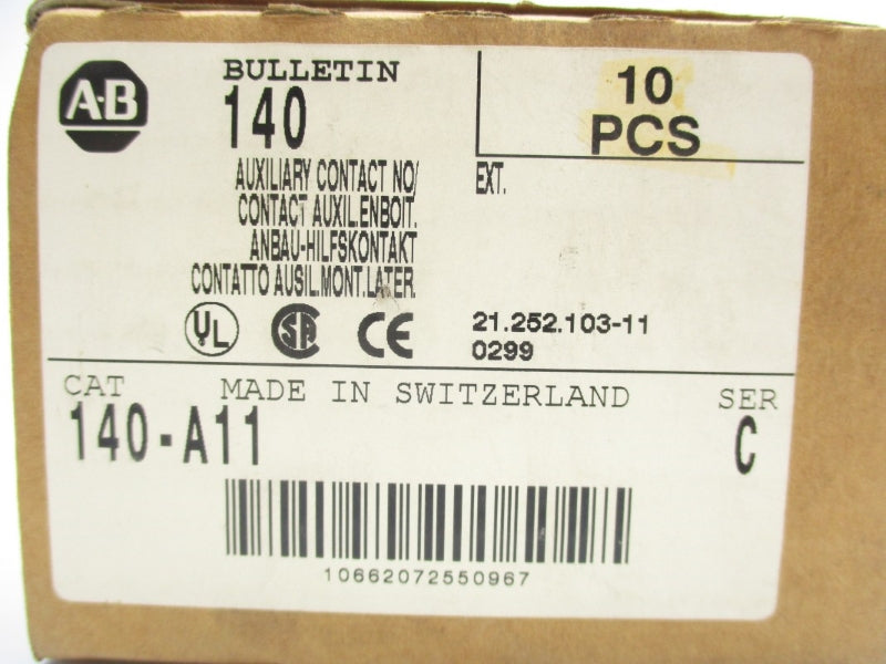ALLEN BRADLEY 140-A11 SER. C 660V 10A (PKG OF 10) (BR/WH) NSMP