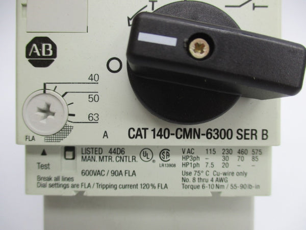 ALLEN BRADLEY 140-CMN-6300 SER. B 600VAC 90A (BR/WH) NSMP