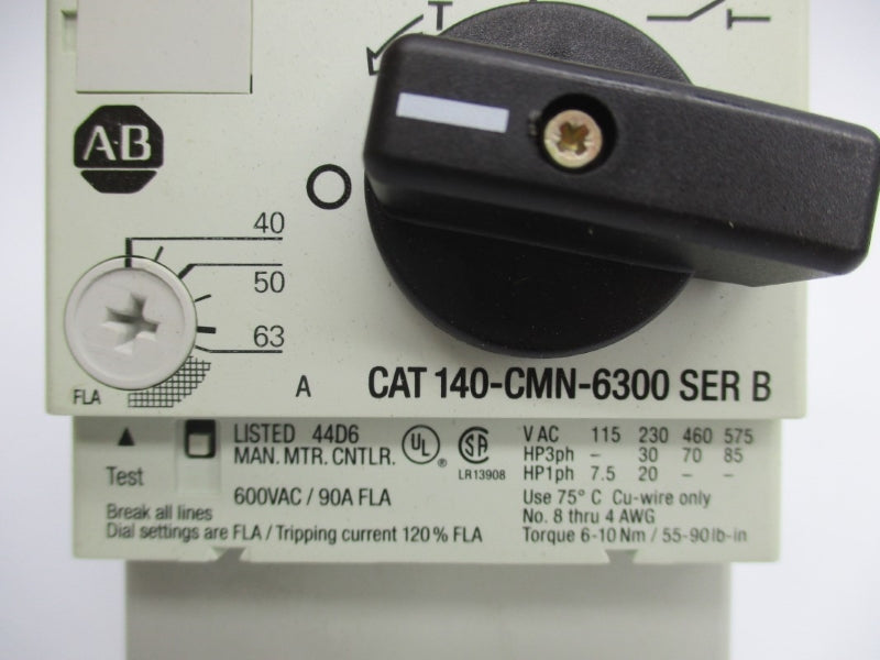 ALLEN BRADLEY 140-CMN-6300 SER. B 600VAC 90A (BR/WH) NSMP