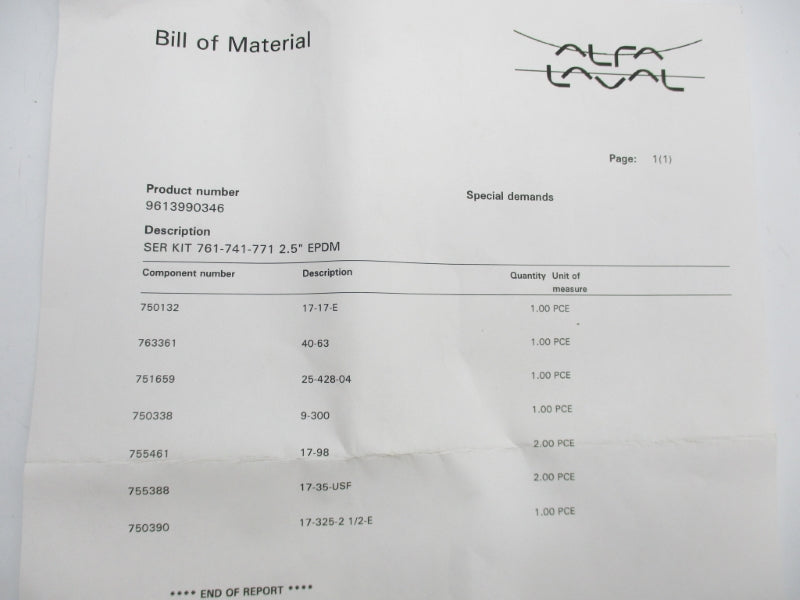 ALFA LAVAL 9613990346 2.5" NSMP