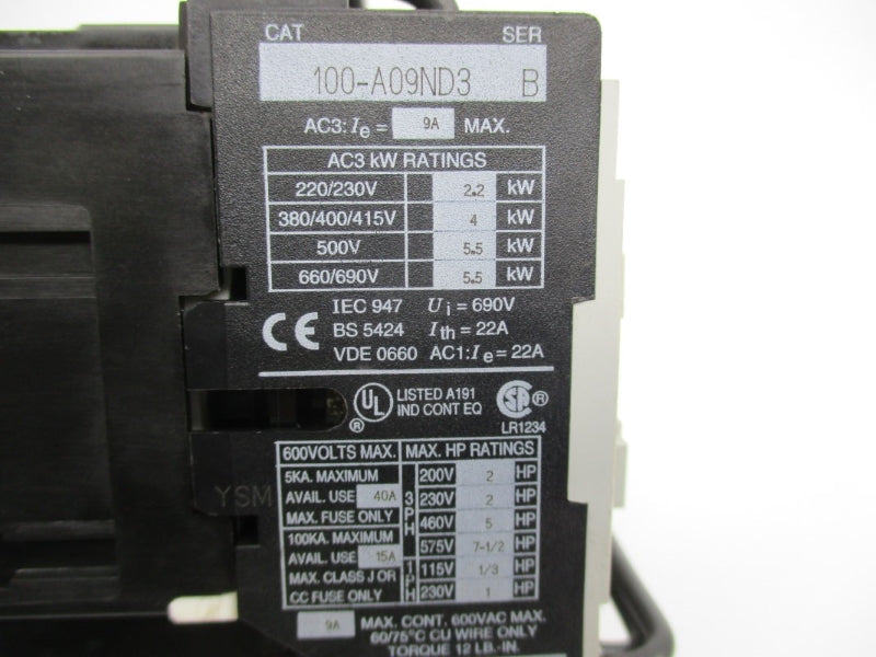 ALLEN BRADLEY 104-A09ND3 SER. B 110/120V 9A NSNP