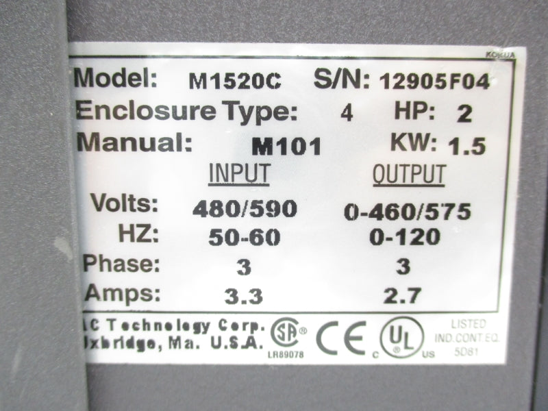 AC TECH M1520C 480/590V 3.3A NSNP