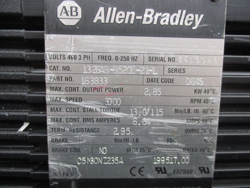 ALLEN BRADLEY 1326AB-B520E-21-L 460V 6.64A NSNP