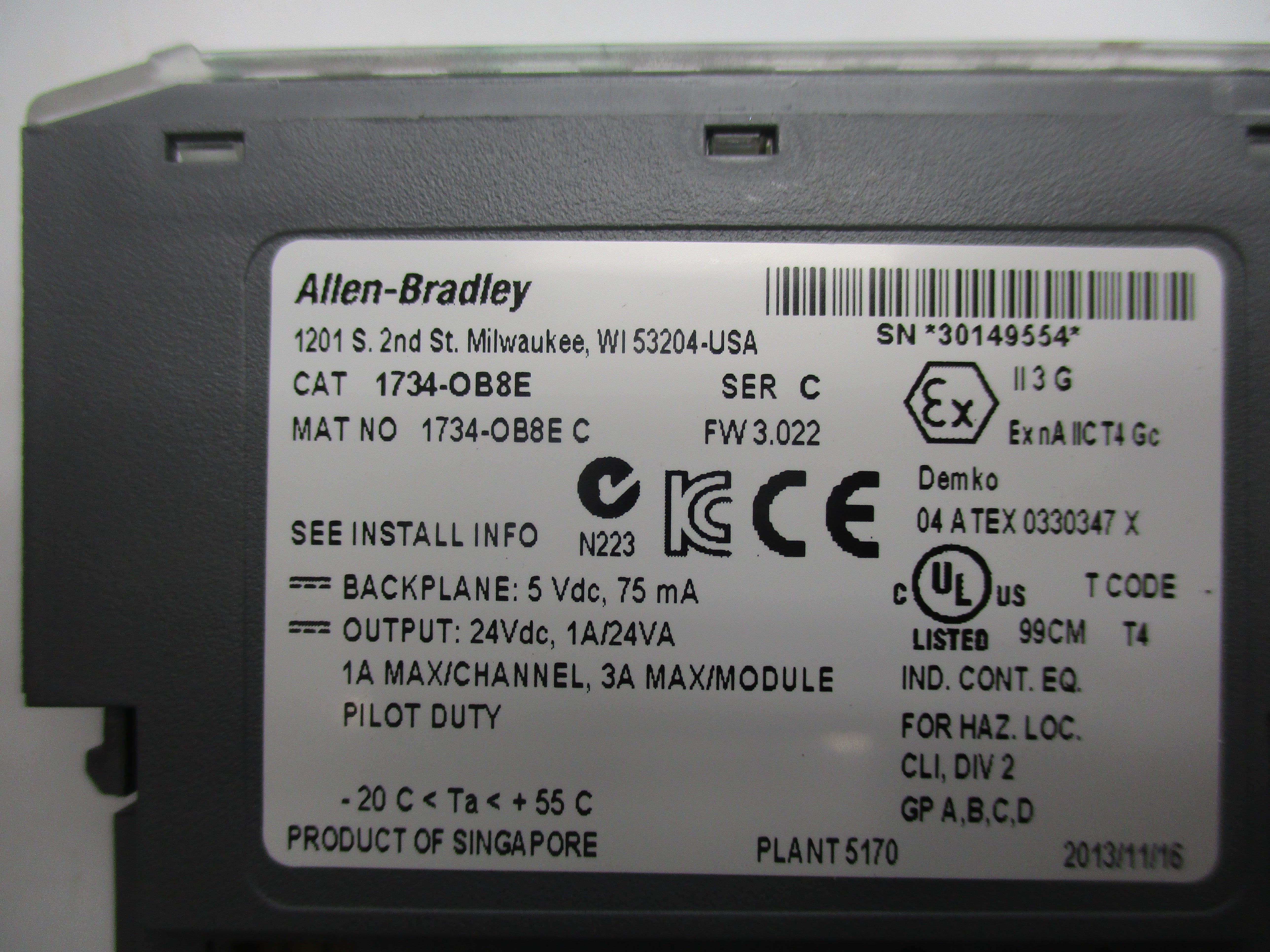 ALLEN BRADLEY 1734-OB8E SER. C F/W 3.022 24VDC 1A NSNP