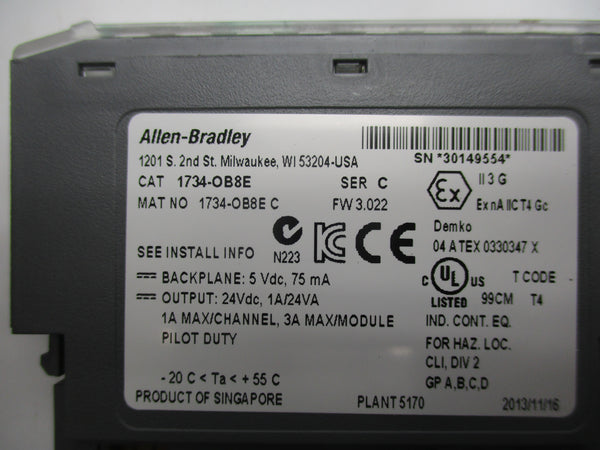 ALLEN BRADLEY 1734-OB8E SER. C F/W 3.022 24VDC 1A NSNP