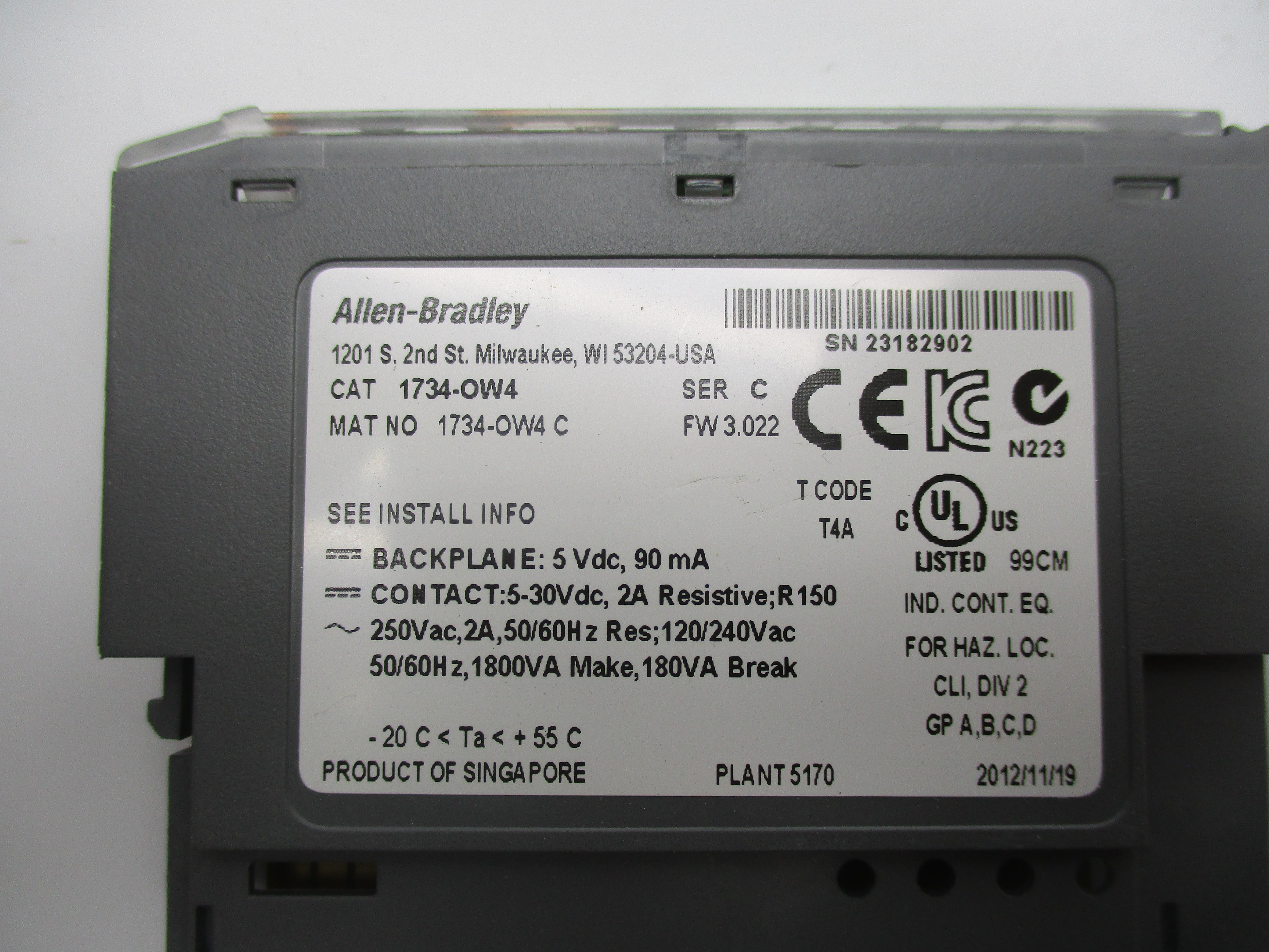 ALLEN BRADLEY 1734-OW4 SER. C F/W 3.022 250VAC 2A NSNP