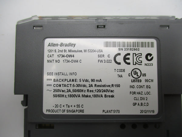ALLEN BRADLEY 1734-OW4 SER. C F/W 3.022 250VAC 2A NSNP