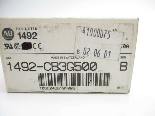 ALLEN BRADLEY 1492-CB3G500 SER. B 480VAC 50A (WH) NSMP