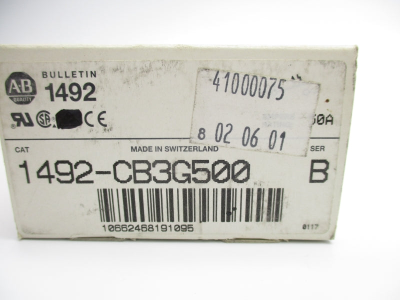 ALLEN BRADLEY 1492-CB3G500 SER. B 480VAC 50A (WH) NSMP