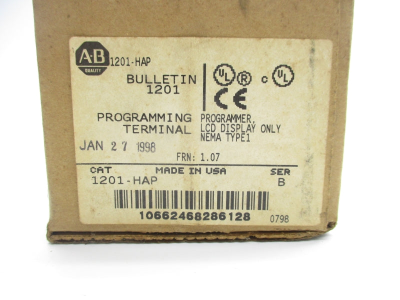 ALLEN BRADLEY 1201-HAP SER. B 12V 0.110A F/W 1.07 (BR/WH) NSMP