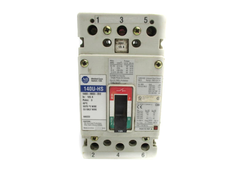 ALLEN BRADLEY 140U-H6S3-D12 480VAC 25A NSNP