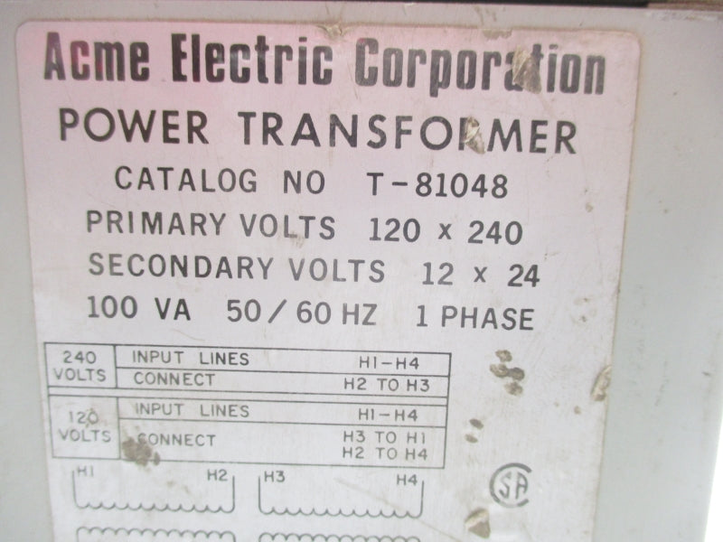 ACME ELECTRIC T-81048 120/240V UNMP