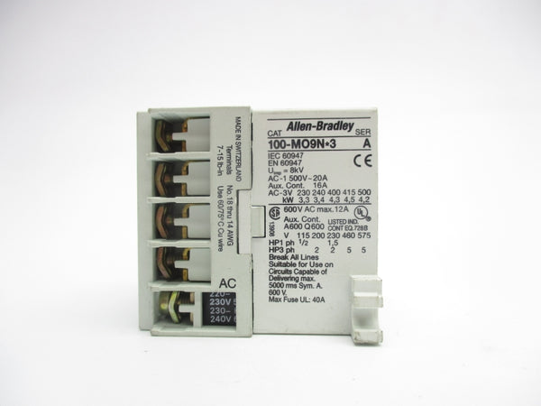 ALLEN BRADLEY 100-M09NA3 SER. A 240V 20A NSNP