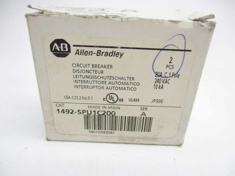 ALLEN BRADLEY 1492-SPU1C200 SER. A 240VAC 20A (PKG OF 2) NSMP