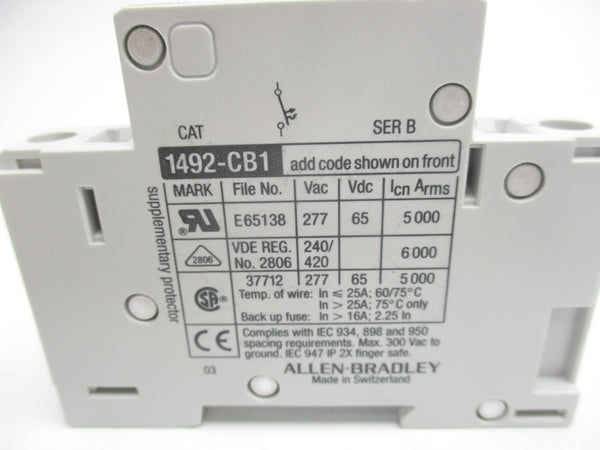 ALLEN BRADLEY 1492-CB1H030 SER. B 277VAC 3A NSNP