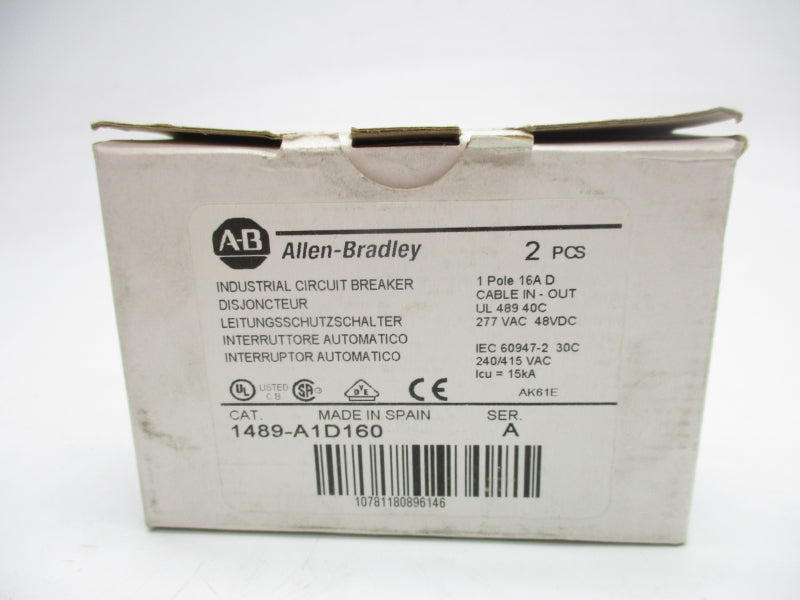 ALLEN BRADLEY 1489-A1D160 SER. A 277VAC 16A ( PKG OF 2 ) NSMP