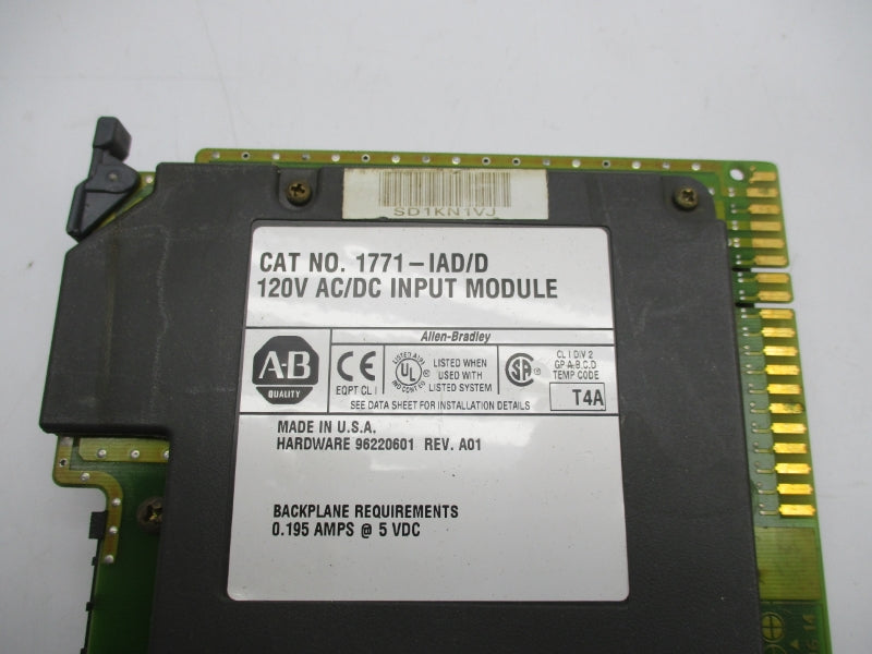 ALLEN BRADLEY 1771-IAD SER. D 120VAC/DC 0.195A UNMP