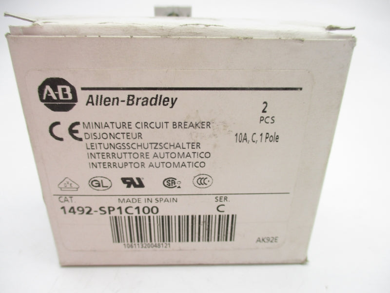 ALLEN BRADLEY 1492-SP1C100 SER. C 240/415VAC 10A (PKG OF 2) NSMP