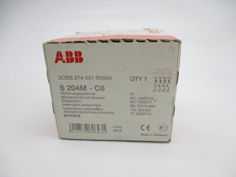 ABB 2CDS274001R0064 S204M-C6 400V 6A NSMP