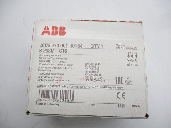 ABB 2CDS273001R0164 S203M-C16 NSFS