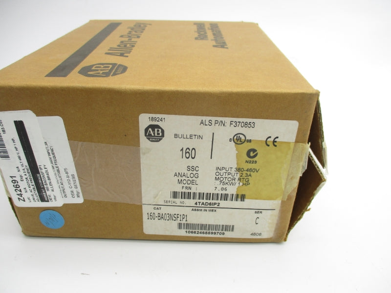 ALLEN BRADLEY 160-BA03NSF1P1 SER. C F/W 7.06 380-460V 2.8A (BR/WH) NSMP