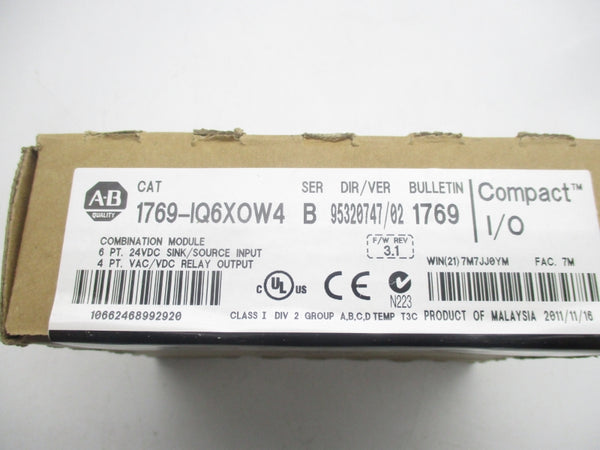 ALLEN BRADLEY 1769-IQ6XOW4 SER. B 24VDC DATE: 2011 NSFS