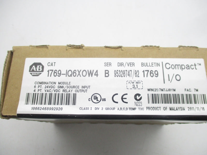 ALLEN BRADLEY 1769-IQ6XOW4 SER. B 24VDC DATE: 2011 NSFS