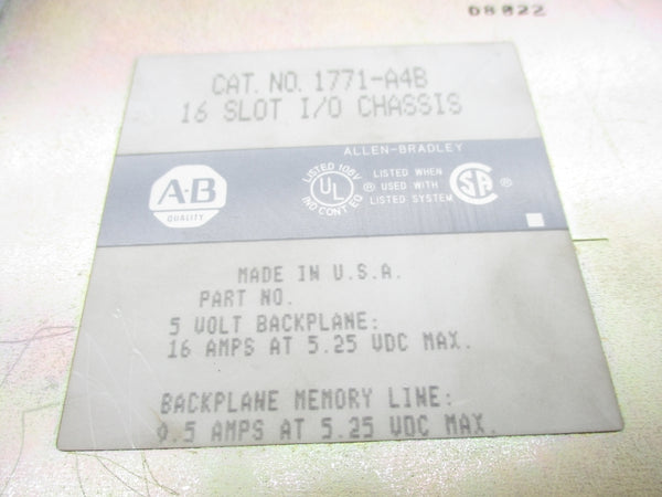 ALLEN BRADLEY 1771-A4B 5.25VDC 16A UNMP