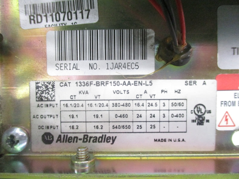 ALLEN BRADLEY 1336F-BRF150-AA-EN-L5 SER. A 380/480VAC (AS PICTURED) UNMP