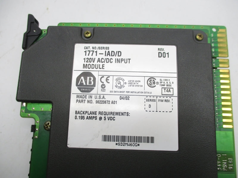 ALLEN BRADLEY 1771-IAD SER. D 120VAC/DC NSNP