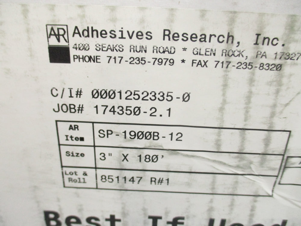 ADHESIVE RESEARCH SP-1900B-12 NSFS