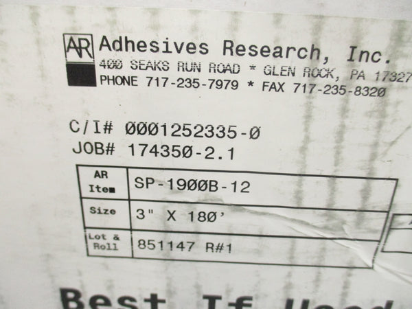 ADHESIVE RESEARCH SP-1900B-12 NSFS
