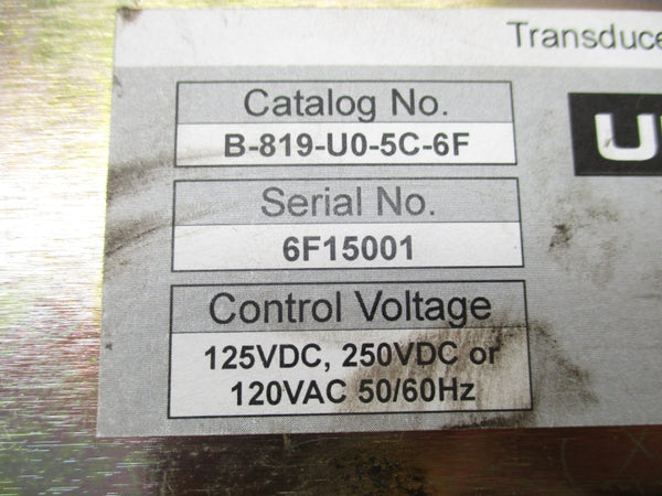 UTILITY RELAY COMPANY B-819-U0-5C-6F 250VDC UNMP