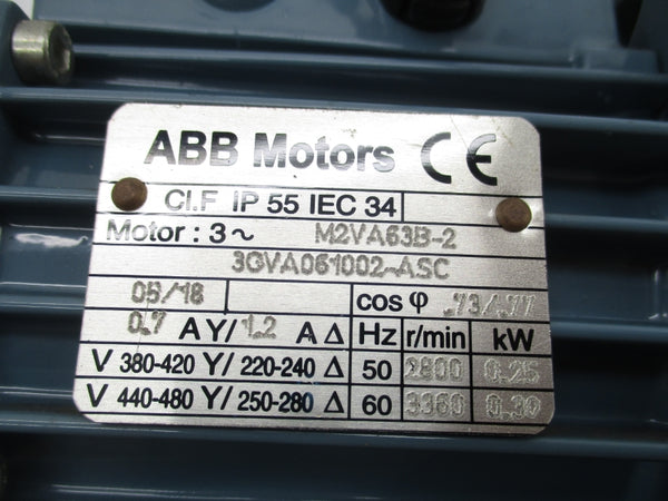 ABB M2VA63B-2 440-480V .7/1.2A UNMP