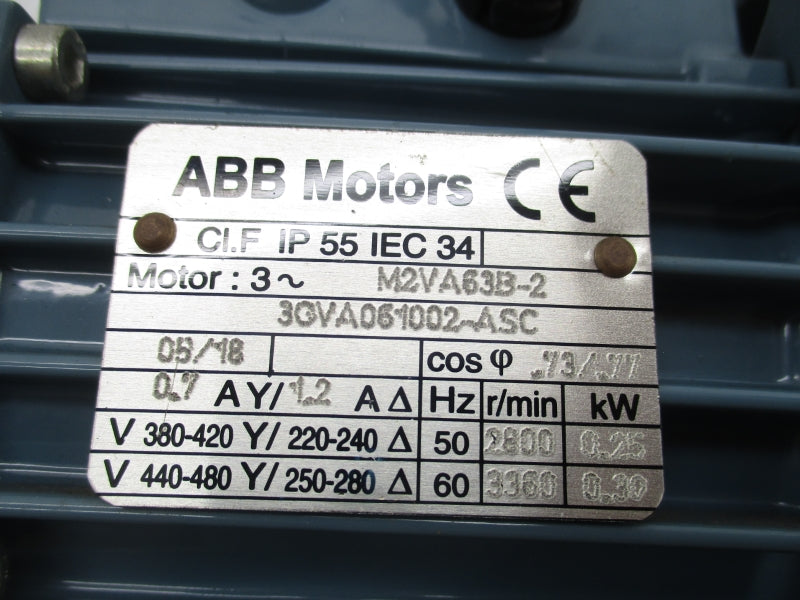 ABB M2VA63B-2 440-480V .7/1.2A UNMP