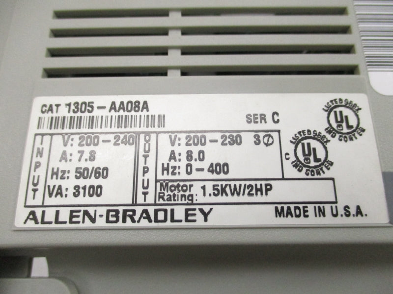 ALLEN BRADLEY 1305-AA08A SER. C 200-230V 8.0A (AS PICTURED) NSMP
