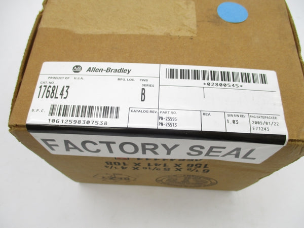 ALLEN BRADLEY 1768-L43 SER. B F/W 1.03 DATE: 2009 NSFS
