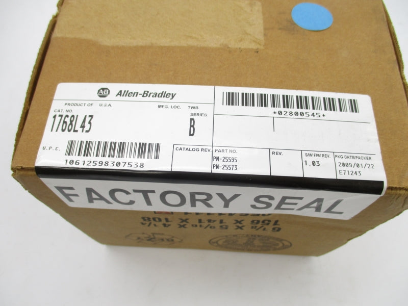 ALLEN BRADLEY 1768-L43 SER. B F/W 1.03 DATE: 2009 NSFS