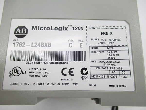 ALLEN BRADLEY 1762-L24BXB SER. C 24VDC 1.5A F/W 8 NSMP