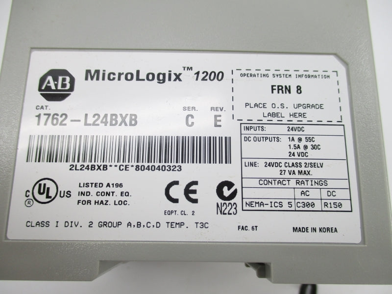 ALLEN BRADLEY 1762-L24BXB SER. C 24VDC 1.5A F/W 8 NSMP