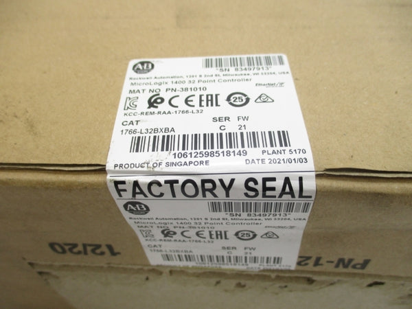 ALLEN BRADLEY 1766-L32BXBA SER. C F/W 21 DATE: 2021 (BR/WH) NSFS